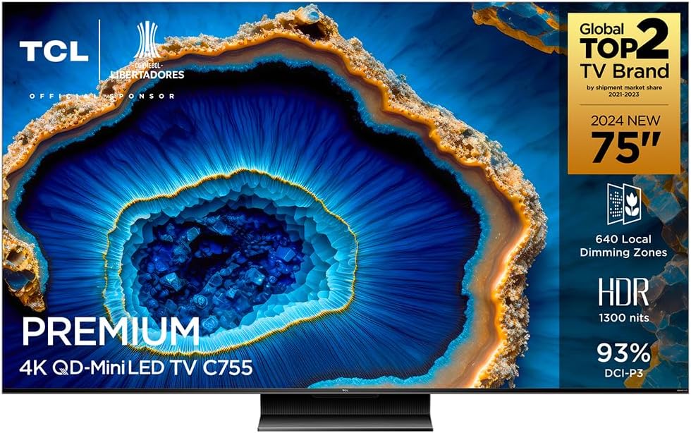 -25% TCL Premium 4K QD-Mini LED 75″ C755 Google TV Dolby Vision IQ