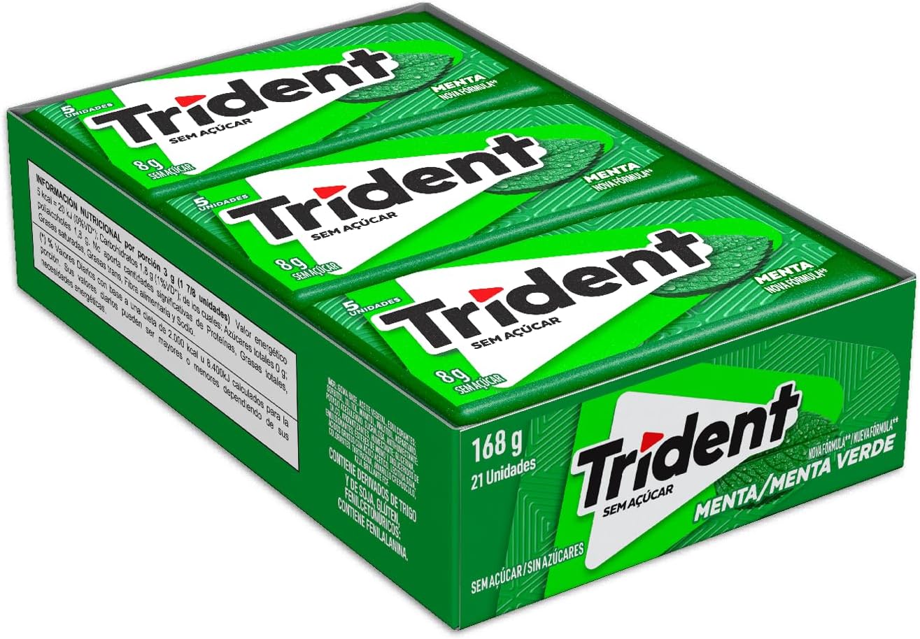 -15% Chiclete Trident Menta Sem Açúcar – Caixa com 21 unid. de 8g