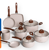 -28 % Jogo de Panelas Brinox Antiaderente Ceramic Life 8 Peças Smart Plus Vanilla na Brinox