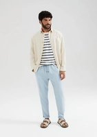 Calça Básica Masculina Taper Em Linho – Azul