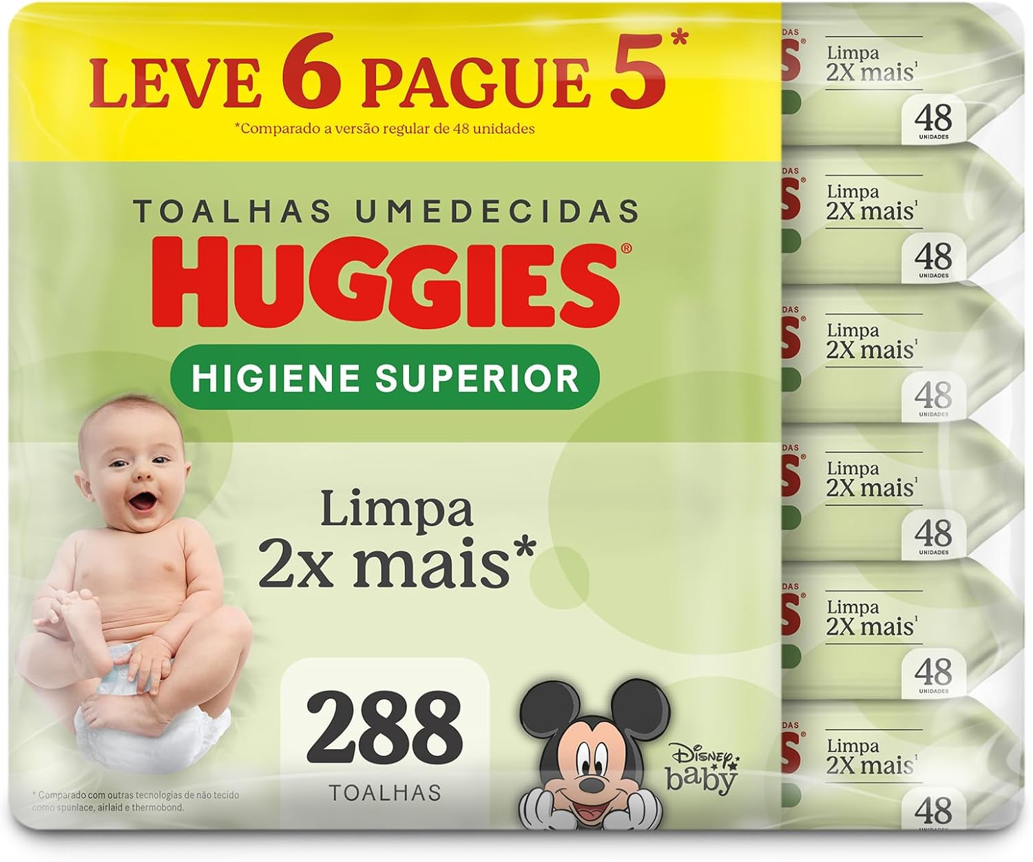 -22% Lenços Huggies Higiene Superior Limpam 2x Mais com 288 unidades
