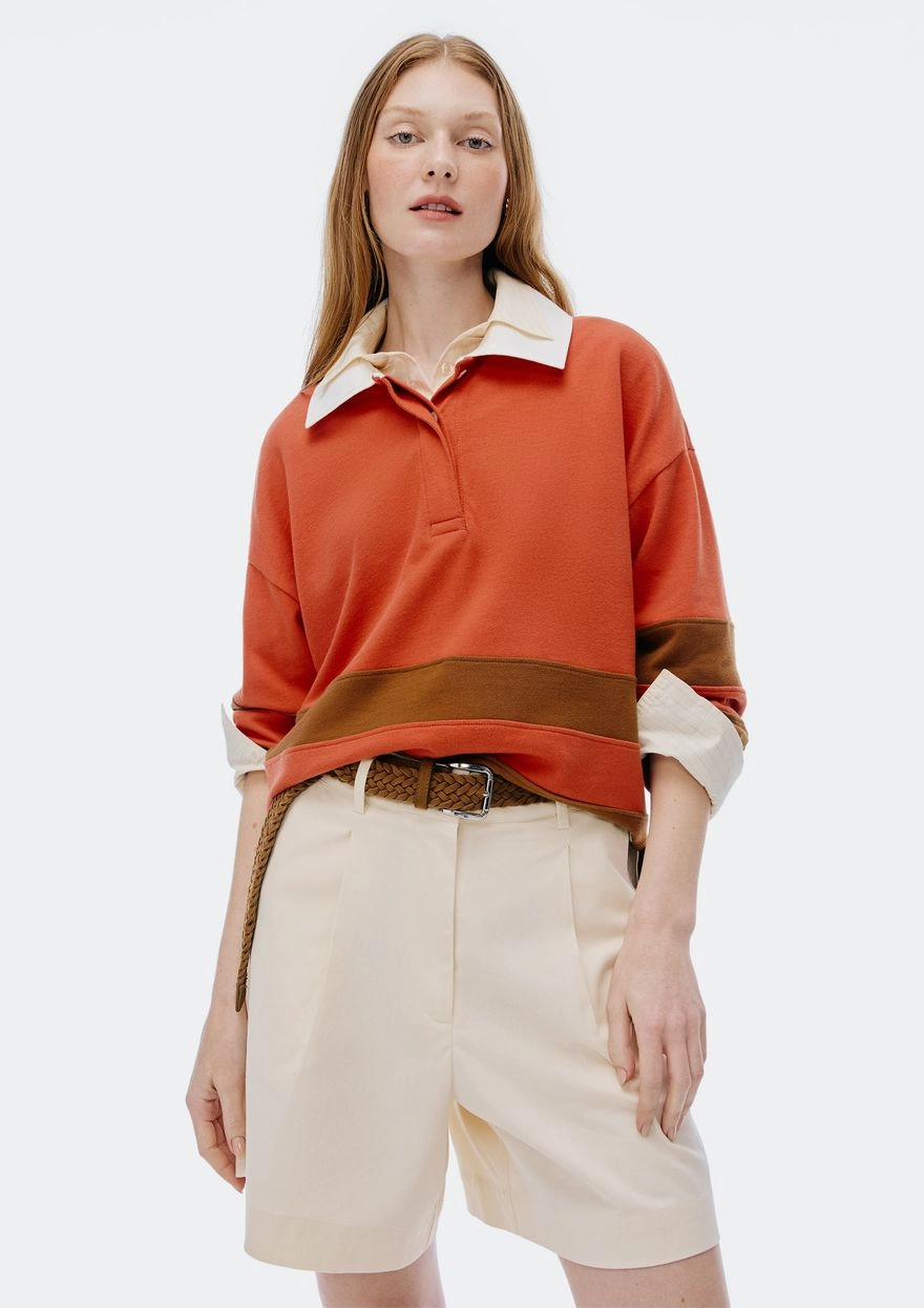 -40%OFF blusão feminino oversized gola polo – laranja