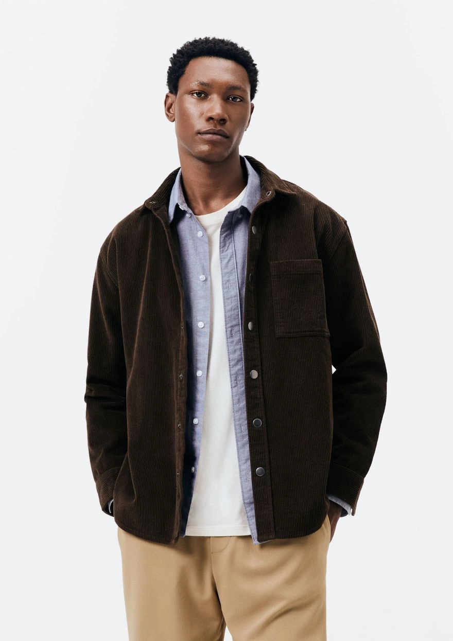 –33%OFF jaqueta masculina overshirt em veludo cotelê – marrom
